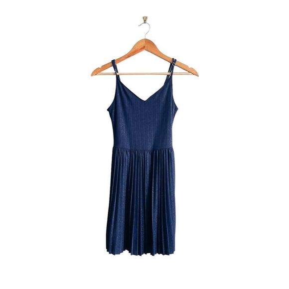 Hollister Mini Dress Navy Blue Sparkle Women's S Stretchy Pleated Skirt Lined - Picture 1 of 8